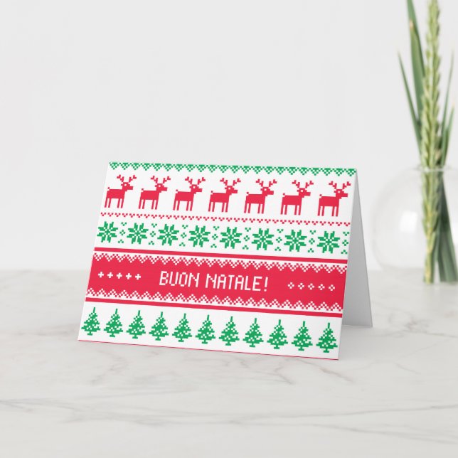 Carte de Noël sans couture de motif en italien (Devant)