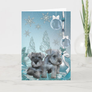 Carte de Noël Schnauzer Puppies