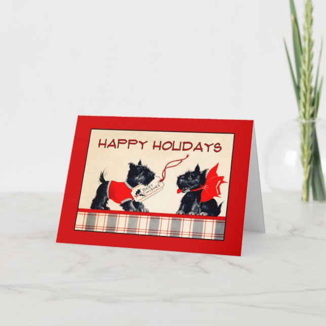Carte de Noël Scottie Dog Happy Holidays (Devant)
