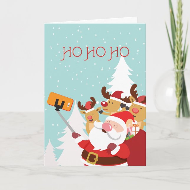 Carte de Noël Selfie père Noël (Devant)