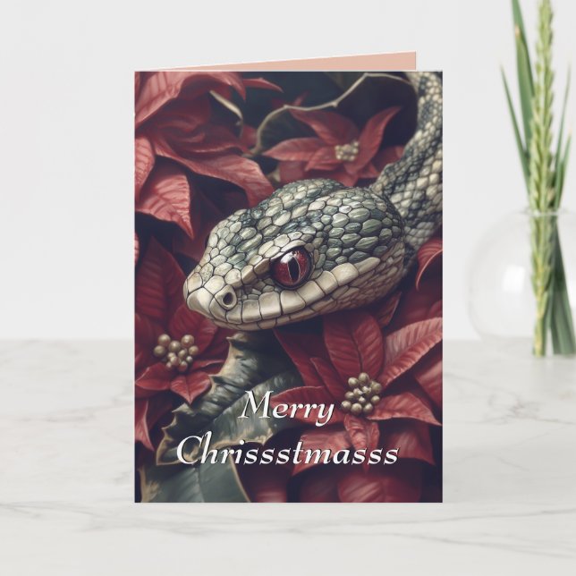 Carte de Noël Serpent et Poinsettia (Devant)