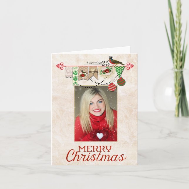 Carte de Noël Shabby Chic avec facile à utiliser (Devant)