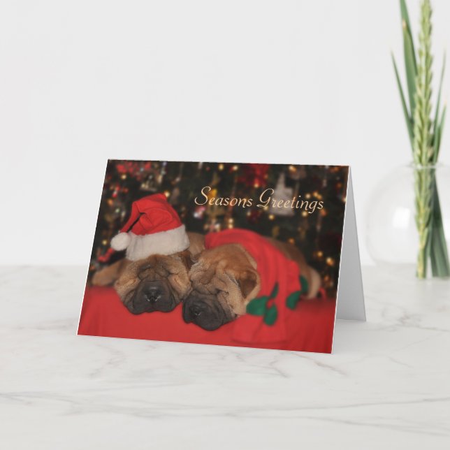 Carte de Noël Shar Pei Sleepy (Devant)
