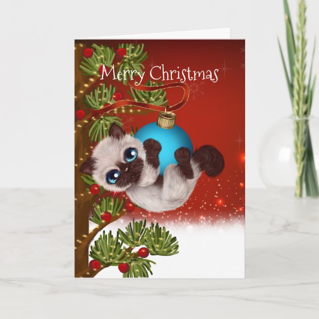 Carte de Noël Siamese Kitten (Devant)