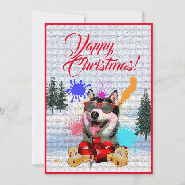 Carte de Noël Sibérienne Husky personnalisable (Devant)