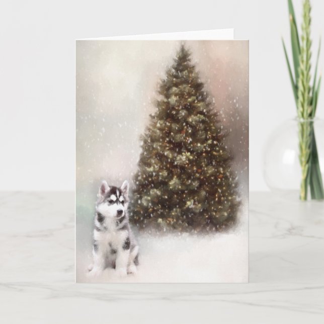 Carte de Noël Sibérienne Husky Puppy (Devant)