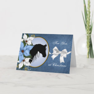 Carte de Noël Silhouette Cheval