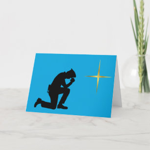 Carte de Noël Silhouette du policier agenouillé