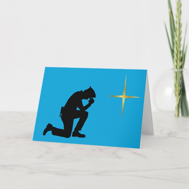 Carte de Noël Silhouette du policier agenouillé (Devant)