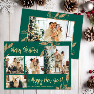 Carte de Noël Silhouette Or Élégante Budget