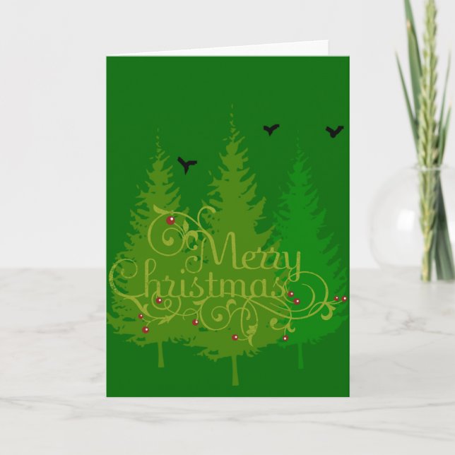 Carte de Noël Silhouette Trois Arbres (Devant)