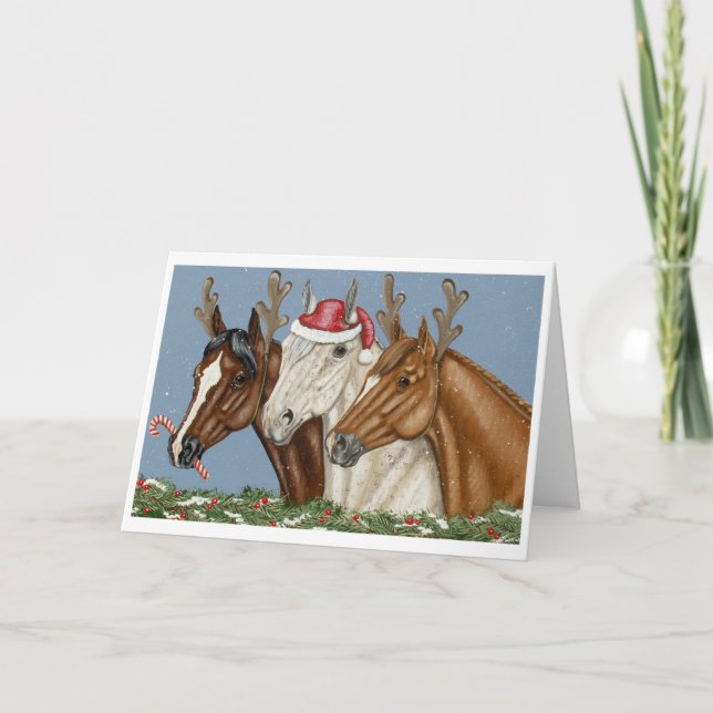 Carte de Noël Silly Horse Trio (Devant)