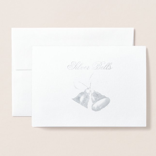 Carte de Noël Silver Bells Gold Foil (Devant avec enveloppe)