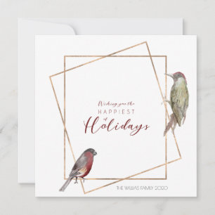 Carte de Noël simple avec oiseaux d'aquarelle