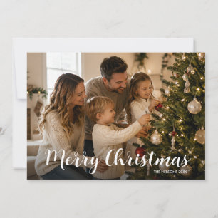 Carte de Noël simple avec photo et nom de famille