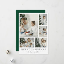 Carte de Noël simple en collage de photos vert