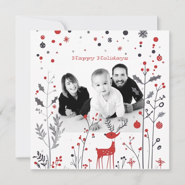 Carte de Noël simple Reindeer Family (Devant)