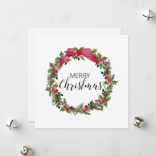 Carte de Noël simple Watercolor Pas de photo