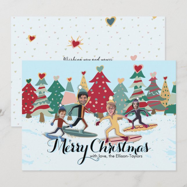 Carte de Noël Snowboard (Devant / Derrière)