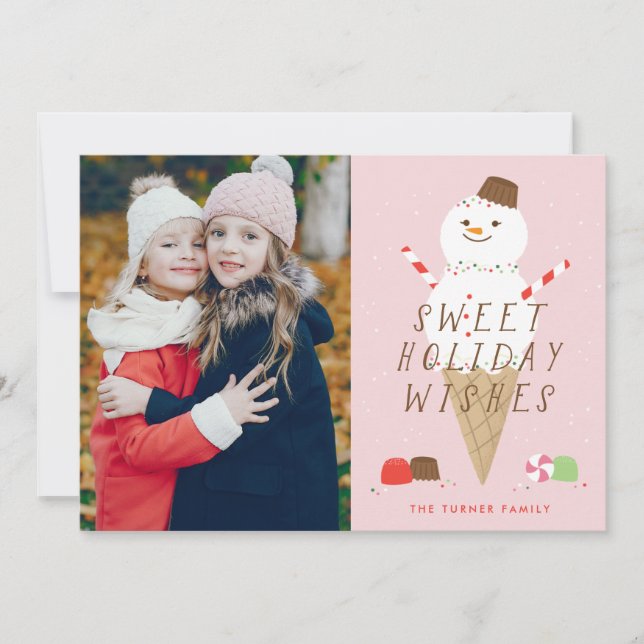 Carte de Noël Snowcone - rose (Devant)