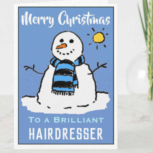Carte de Noël Snowman amusante pour coiffeur