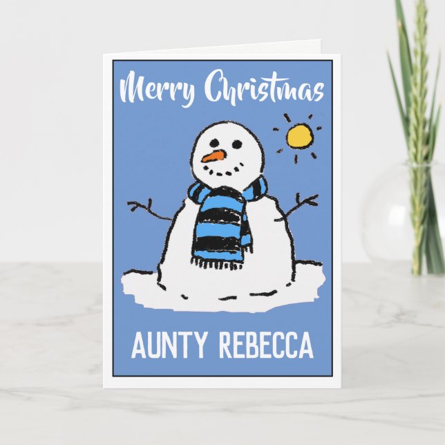 Carte De Noël Snowman Amusante Pour Tante (Devant)