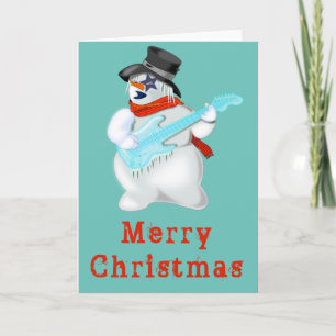 Carte de Noël Snowman avec guitare - Musical