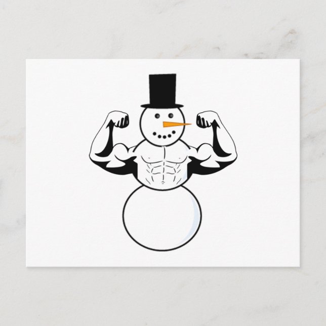 Carte de Noël Snowman Bodybuilder Fitness (Devant)