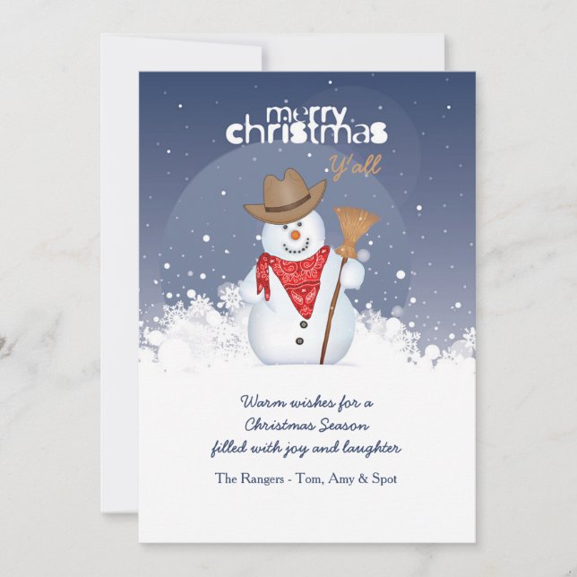 Carte de Noël Snowman Cowboy (Devant)