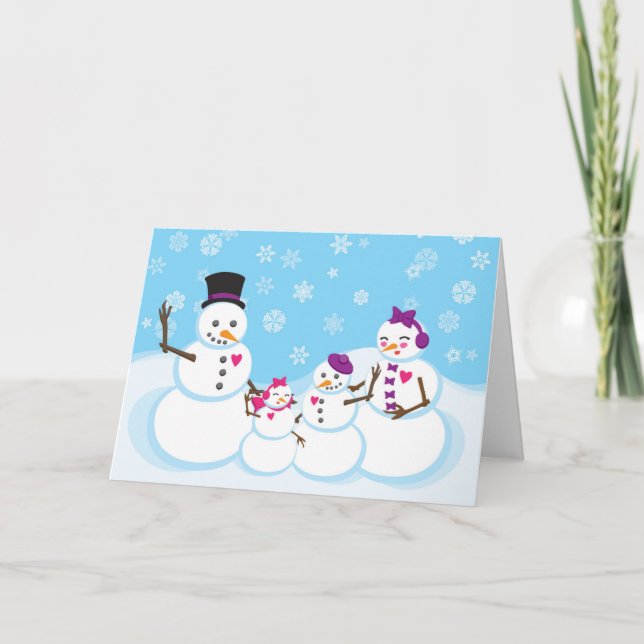 Carte de Noël Snowman Family Portrait (Devant)