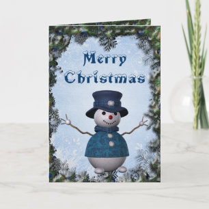 Carte de Noël Snowman & Peacock
