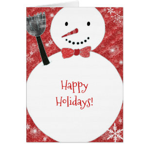Carte de Noël Snowman Red Bow Cravate