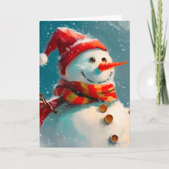 Carte de Noël Snowman Vintage (Devant)