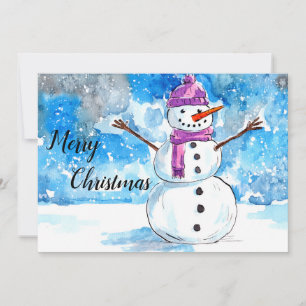 Carte de Noël Snowman Watercolor