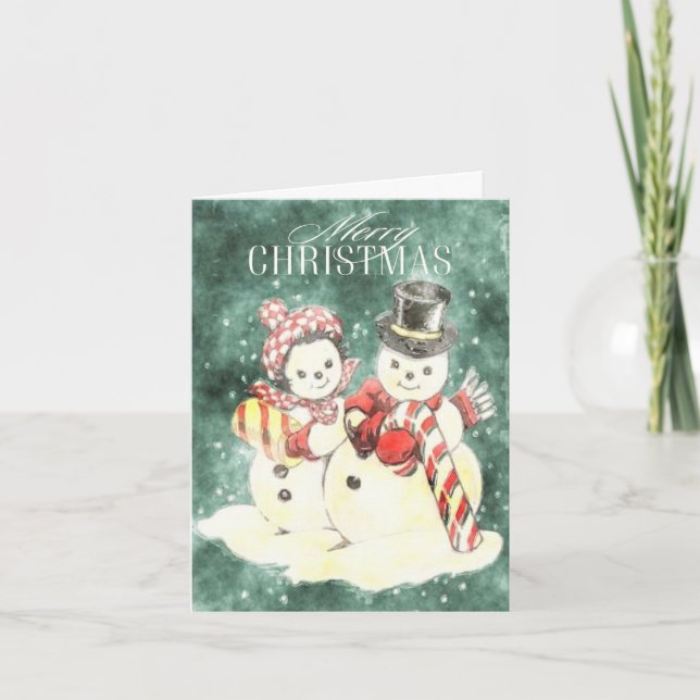 Carte de Noël Snowmen Couple (Devant)