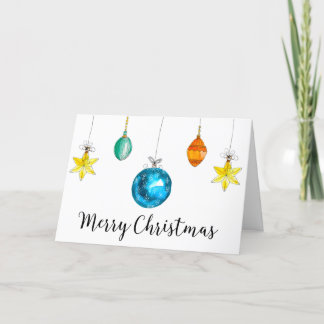 Carte de Noël sobre d'ornement de Noël d'aquarelle