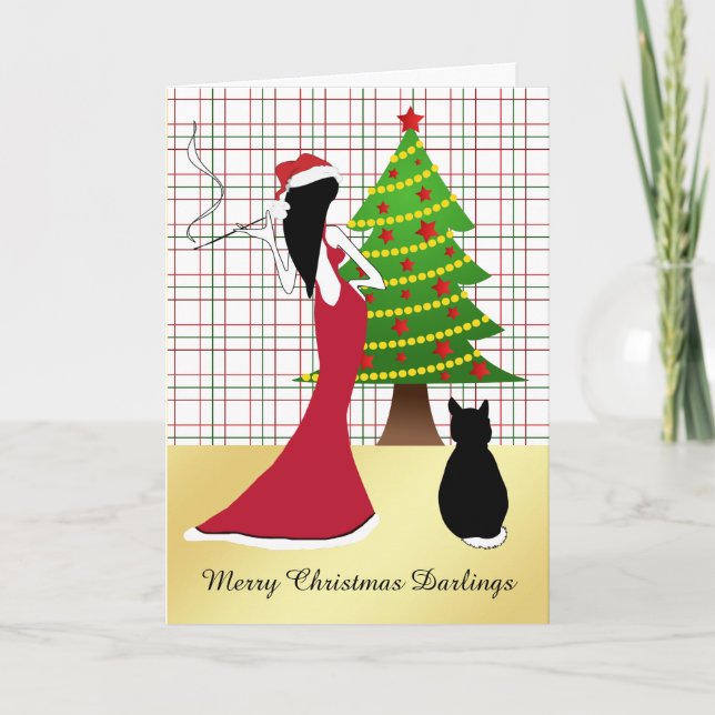 Carte de Noël sophistiquée avec femme (Devant)