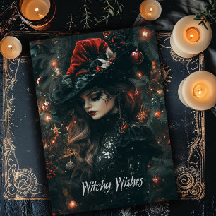 Carte de Noël sorcière gothique