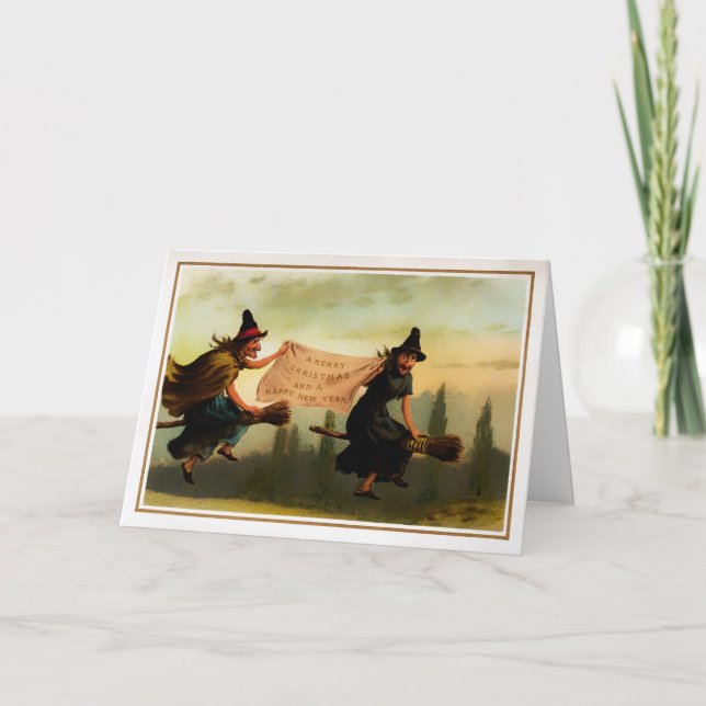 Carte de Noël sorcière vintage (Devant)