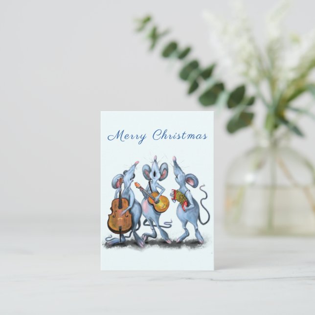 Carte de Noël Souris Musicaux Heureux Amusant (Debout devant)