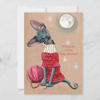 Carte de Noël Sphynx Cat