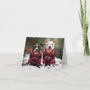 Carte de Noël Staffordshire Bull Terriers
