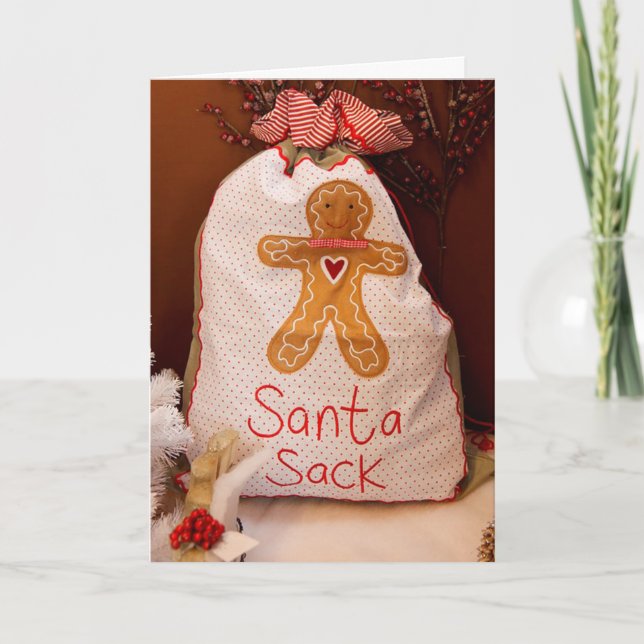 Carte de Noël style pays sac à père Noël (Devant)