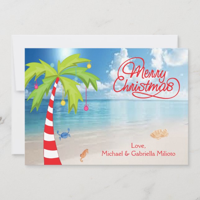 Carte de Noël sucre de canne Palm Tree Beach (Devant)