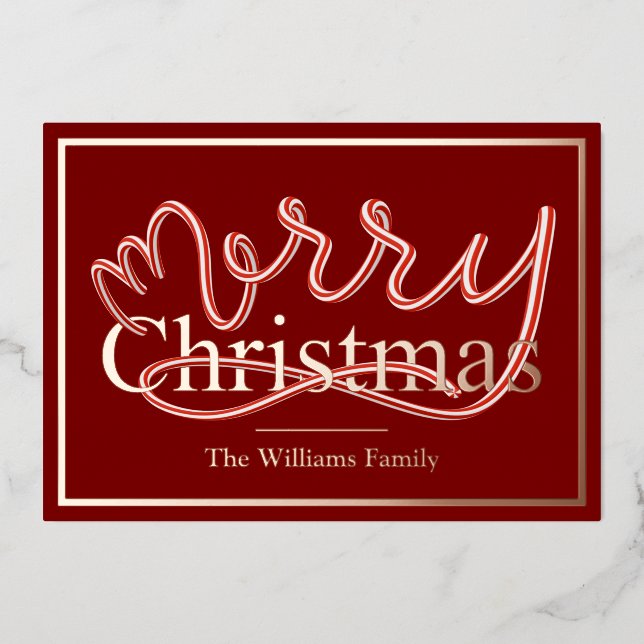 Carte de Noël sucre de canne - rayure rouge retour (Recto)