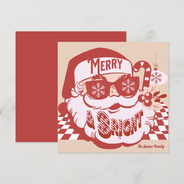 Carte de Noël Super Retro Père Noël Merry (Devant / Derrière)