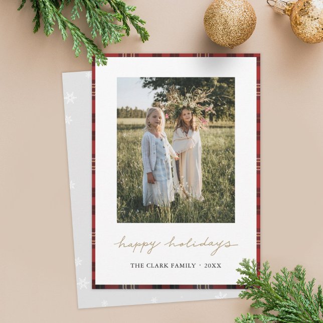 Carte de Noël Tartan Border Snowflakes (Créateur téléchargé)