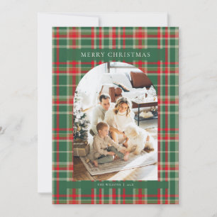 Carte de Noël Tartan rouge et vert