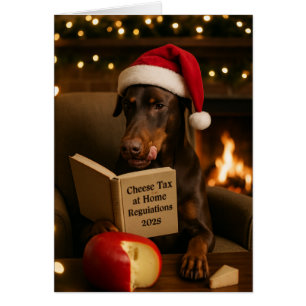 Carte de Noël 'Taxe fromage' Doberman