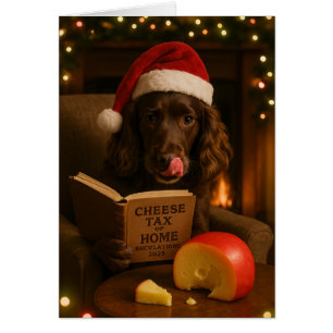 Carte de Noël 'Taxe sur le fromage' avec un cocker